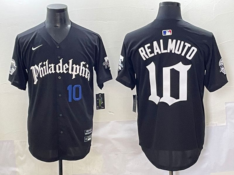 Men 2025 Philadelphia Phillies #10 Realmuto Black Five generations Joint Name Nike MLB Jersey style 3